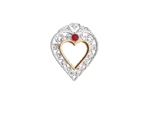 Solje Heart with Red Stone, Silver/Gilded Silver