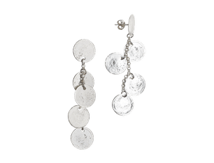 Abstract Leaf Dangle Earrings, Silver