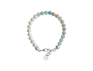Bracelet with Freshwater Pearl/Amazonite, Silver
