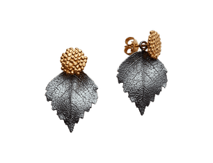 2-in-1 Birch Earrings, Gold/Oxidized Silver