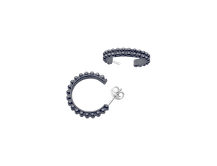 Bud Creole Earrings, Oxidized Silver