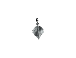 Charm/Pendant Birch Leaf, Oxidized Silver
