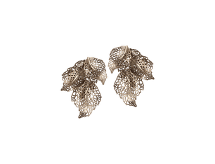 Leaf Earrings Big, Antique Gold-Plated Silver