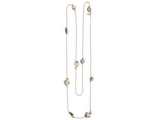 Leaf Long Necklace, Antique Gold-Plated Silver