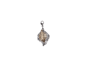 Leaf Charm, Oxidized/Antique Gold-Plated Silver
