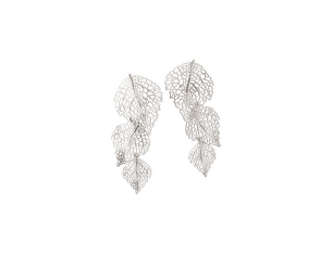 Leaf Vein Earrings Medium, Silver