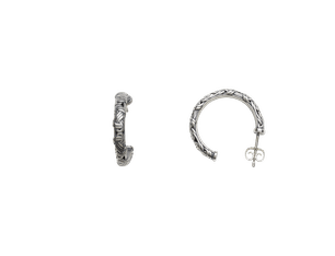Audbjørn Creole Earrings Medium, Oxidized Silver