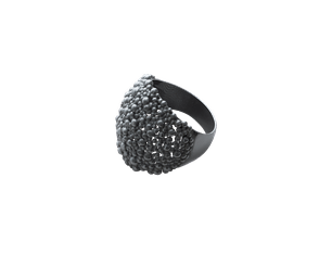 Bud Abstract Ring, Oxidized Silver